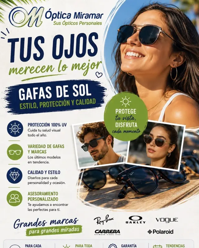 Campaña de gafas de sol de Óptica Miramar con protección UV
