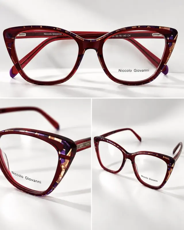 Montura graduada Niccolo Giovanni de estilo cat-eye en rojo
