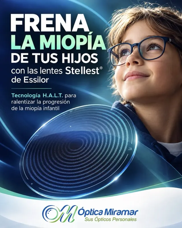 Campaña de Óptica Miramar sobre lentes Stellest de Essilor para frenar la miopía infantil